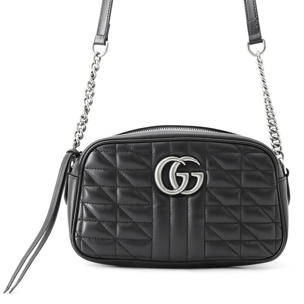 Gucci Chain Shoulder Bag GG Marmont Quilted Small 447632 GUCCI Handbag Black